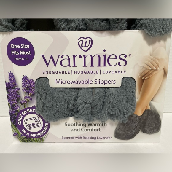 Warmies Snuggable Huggable Loveable Microwaveable Slippers Grey - Picture 3 of 4